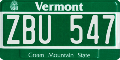 VT license plate ZBU547