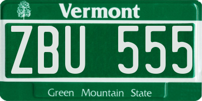 VT license plate ZBU555
