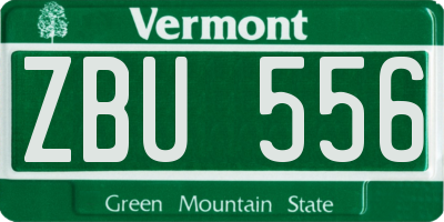 VT license plate ZBU556