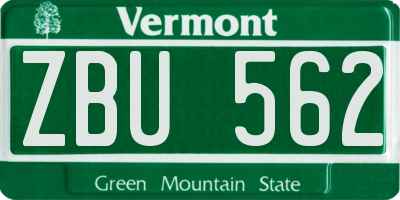 VT license plate ZBU562