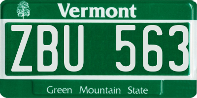 VT license plate ZBU563