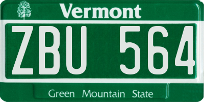 VT license plate ZBU564