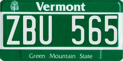 VT license plate ZBU565