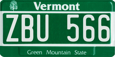 VT license plate ZBU566