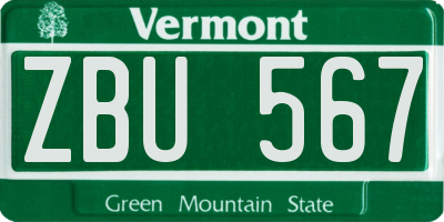 VT license plate ZBU567
