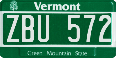 VT license plate ZBU572