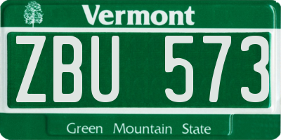 VT license plate ZBU573