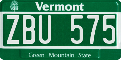 VT license plate ZBU575