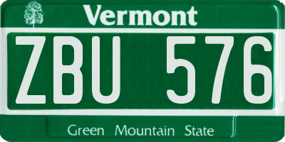 VT license plate ZBU576