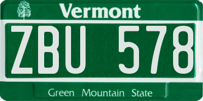 VT license plate ZBU578