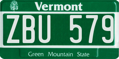 VT license plate ZBU579