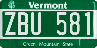 VT license plate ZBU581