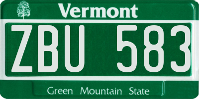 VT license plate ZBU583