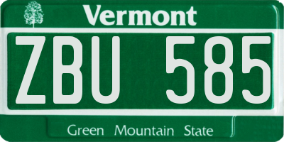 VT license plate ZBU585