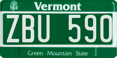 VT license plate ZBU590