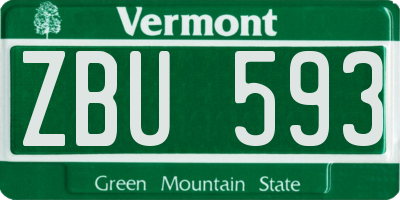 VT license plate ZBU593