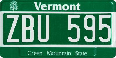 VT license plate ZBU595
