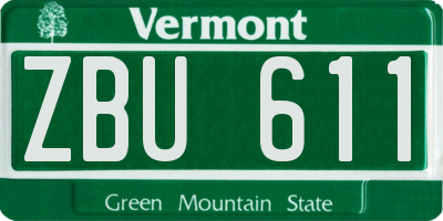 VT license plate ZBU611