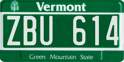 VT license plate ZBU614