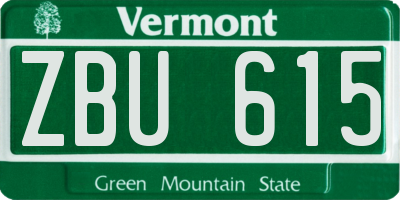 VT license plate ZBU615