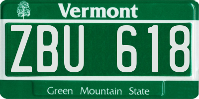 VT license plate ZBU618