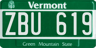 VT license plate ZBU619