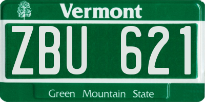 VT license plate ZBU621
