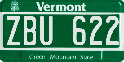 VT license plate ZBU622