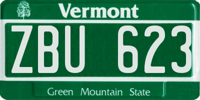 VT license plate ZBU623