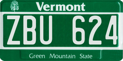 VT license plate ZBU624