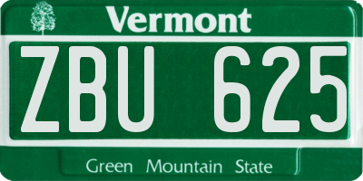 VT license plate ZBU625