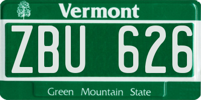 VT license plate ZBU626