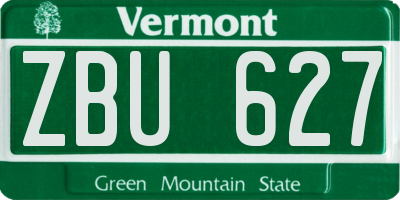 VT license plate ZBU627