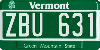 VT license plate ZBU631