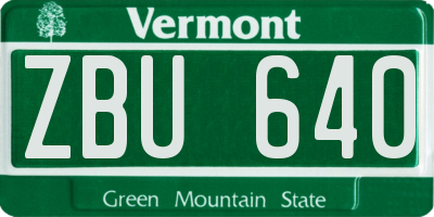 VT license plate ZBU640