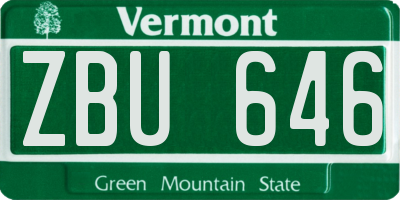 VT license plate ZBU646
