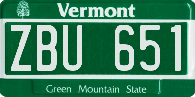 VT license plate ZBU651