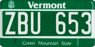 VT license plate ZBU653