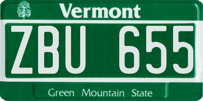 VT license plate ZBU655