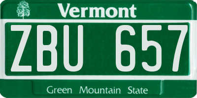VT license plate ZBU657