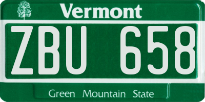 VT license plate ZBU658