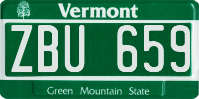 VT license plate ZBU659