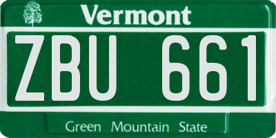 VT license plate ZBU661