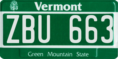 VT license plate ZBU663