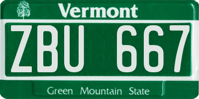 VT license plate ZBU667