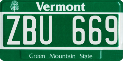 VT license plate ZBU669