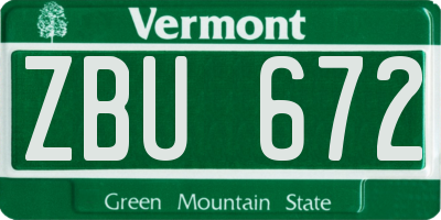 VT license plate ZBU672