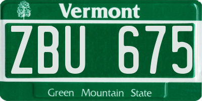 VT license plate ZBU675