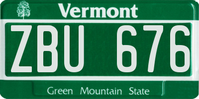 VT license plate ZBU676