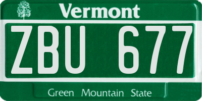 VT license plate ZBU677